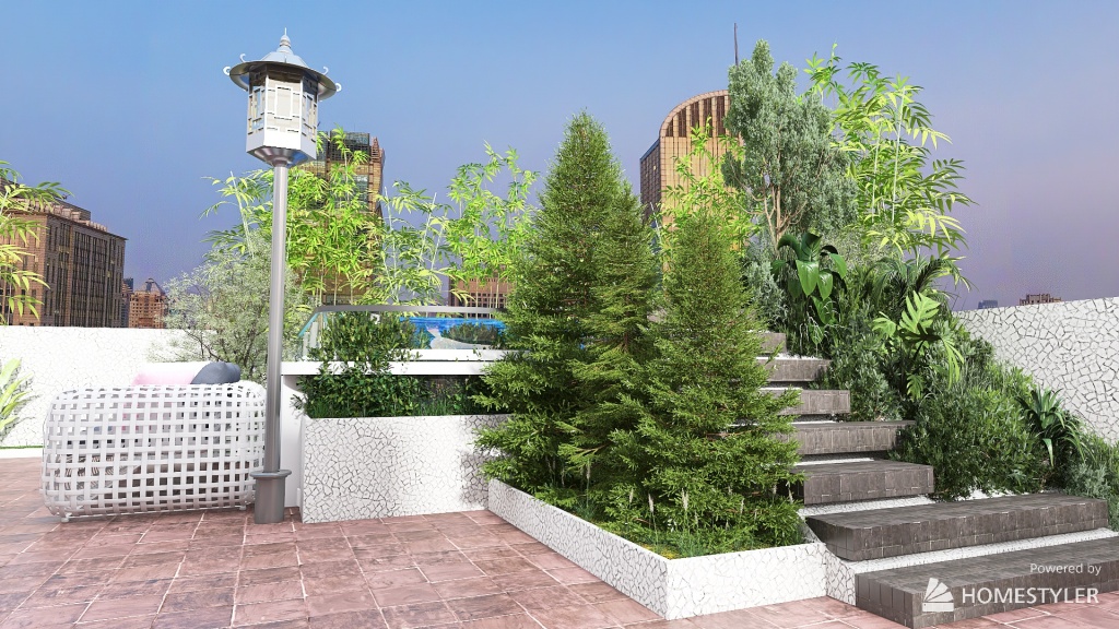 Roof  Garden 3d design renderings