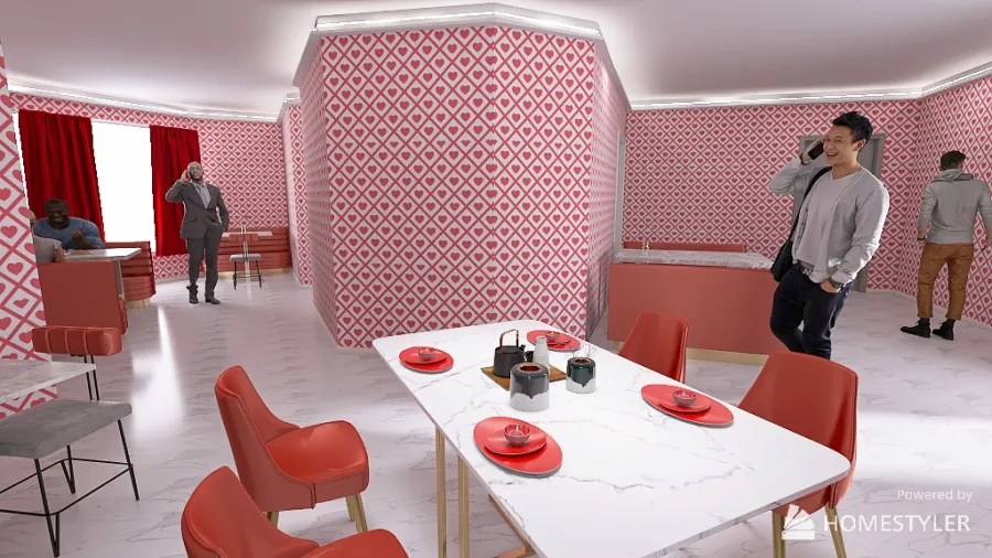 Heart-to-Heart Room - Valentine 3d design renderings