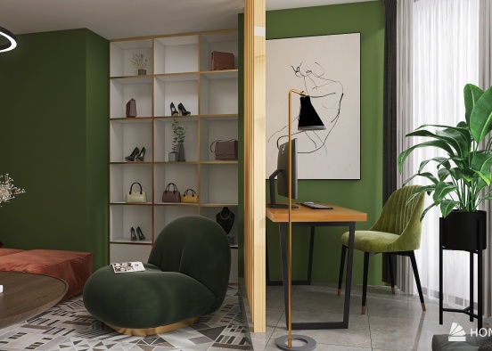 Modern living room /office  Design Rendering
