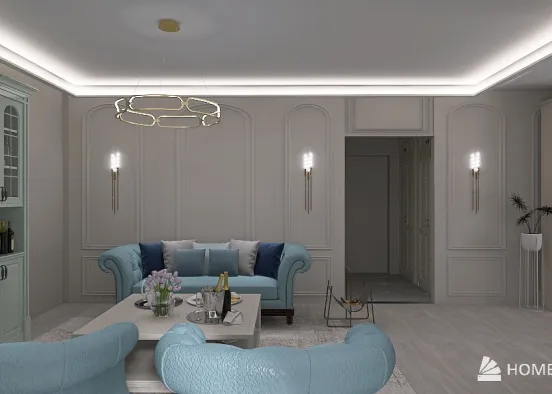 Living area in the neoclassic.  Design Rendering