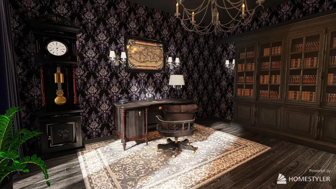 Gothic Lounge Study Combo 3d design renderings