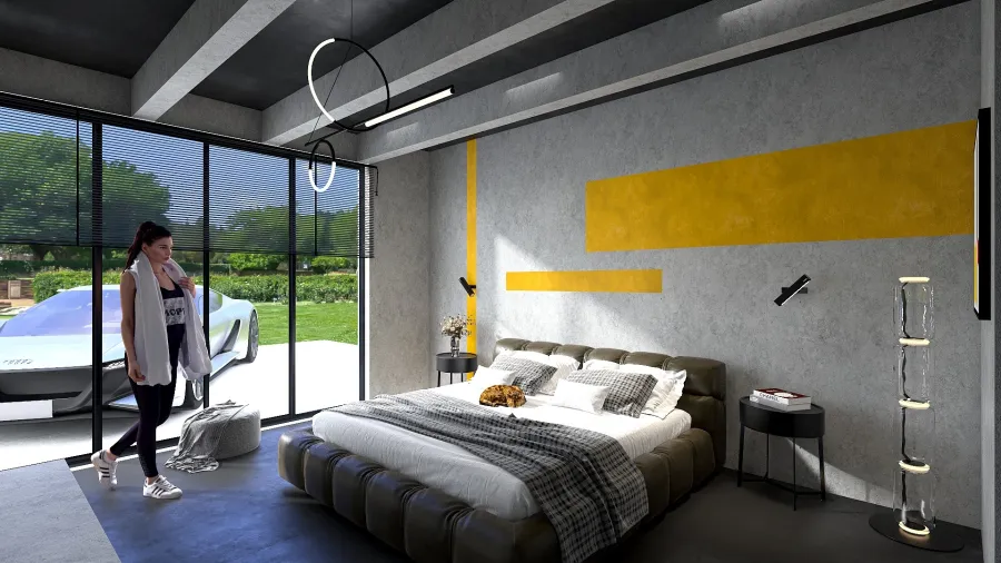 living room made of concrete 3d design renderings