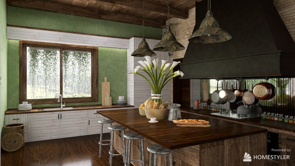 Rustic/Modern Farmhouse apartment 3d design renderings
