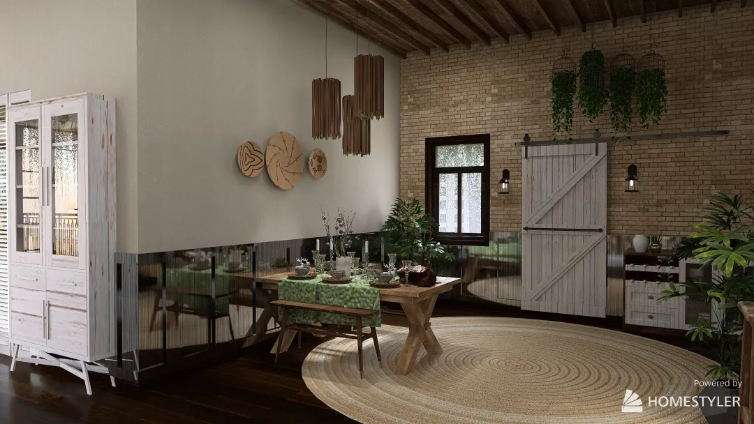 Bohemian/Rustic/Modern Farmhouse apartment 3d design renderings