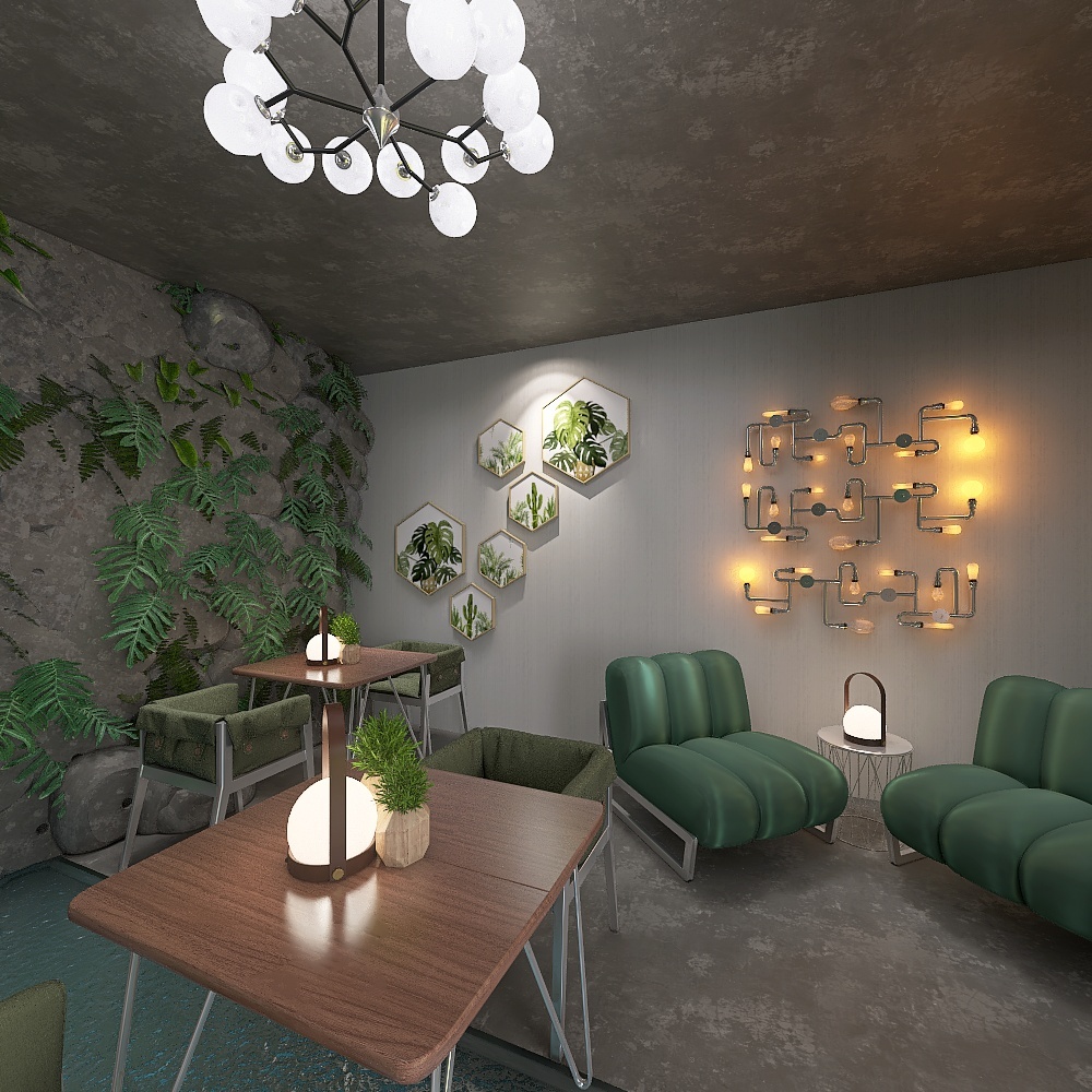 Cave Cafe 3d design renderings