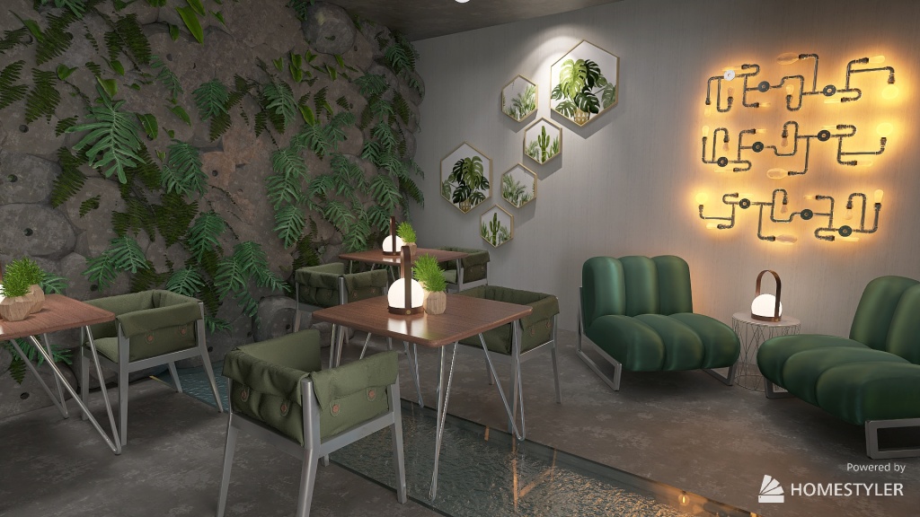 Cave Cafe 3d design renderings
