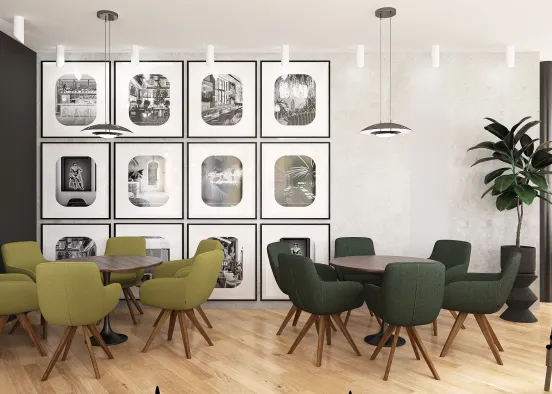 Cafe in Midcentury Modern Style at Karlovy Vary, Czech Republic Design Rendering