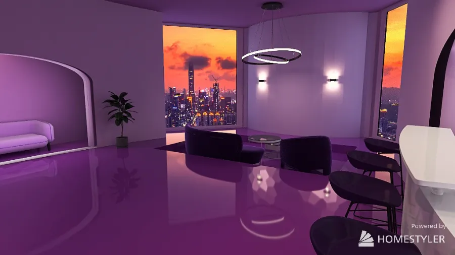 Purple Room 3d design renderings