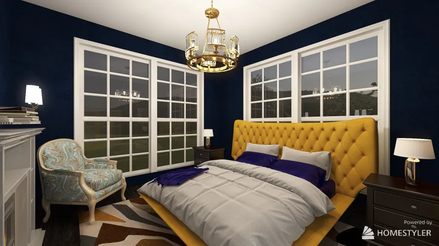 Ravenclaw Inspired Bed & Living Rooms 3d design renderings