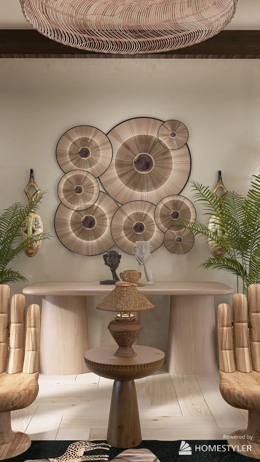 African style living room 3d design renderings