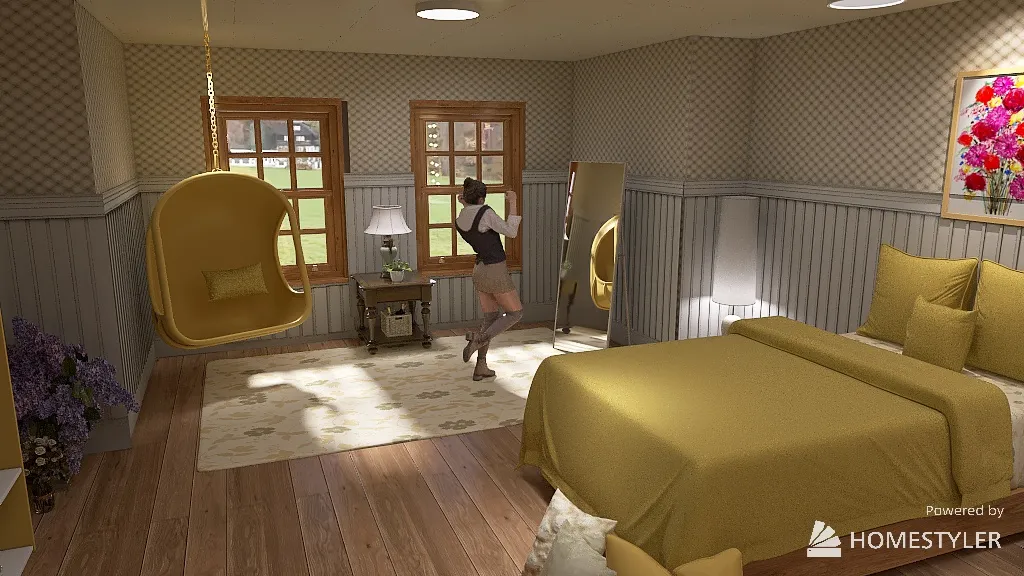 【System Auto-save】yellow bedroom 3d design renderings