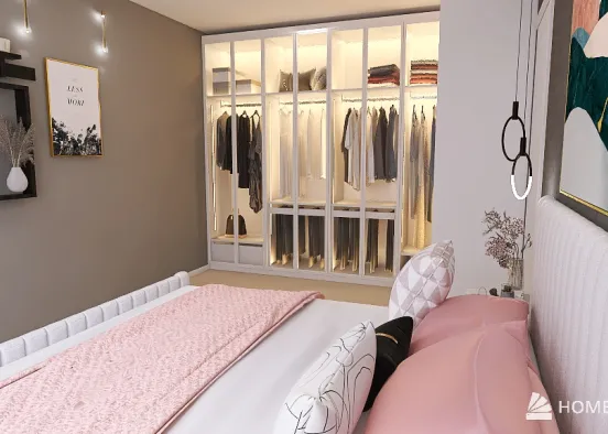 różowa sypialnia Design Rendering