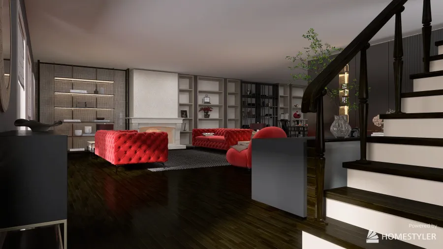 open plan living area 3d design renderings