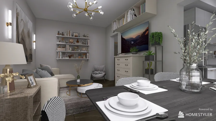 Tipical russian appartment. home for couple 3d design renderings