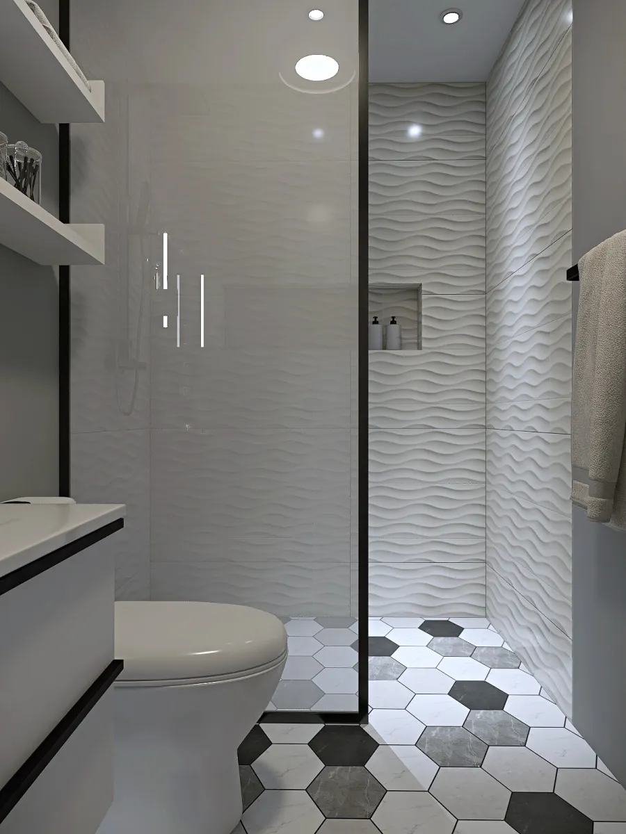 White modern bathroom 3d design renderings