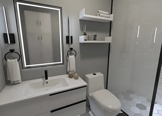 White modern bathroom Design Rendering