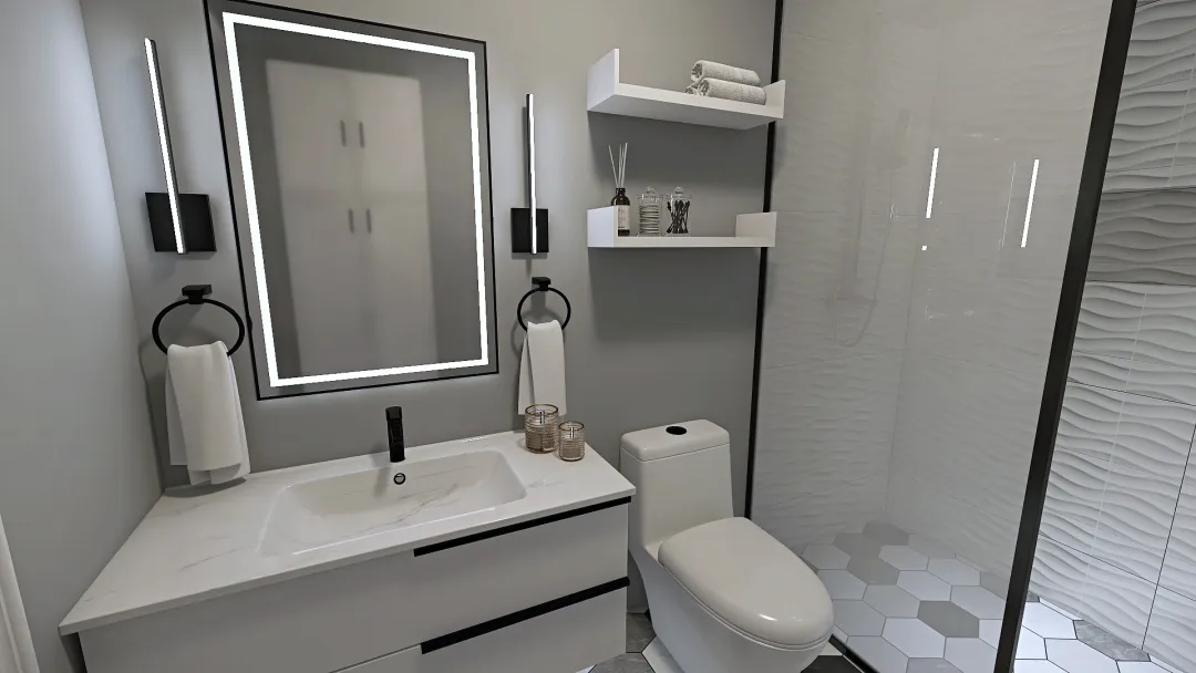 White modern bathroom 3d design renderings