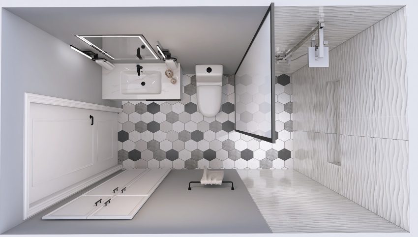 White modern bathroom 3d design picture 4.21