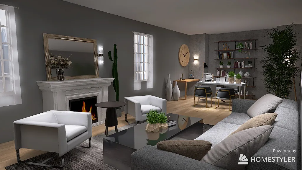 Boho Living Space 3d design renderings