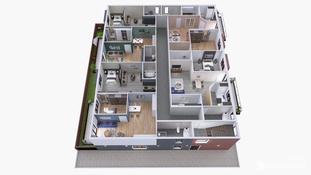 Copy - 1st -  2nd floors - 3D_krimo1989 - 5 Storey Building 3d design renderings