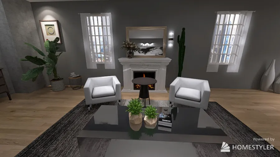 Boho Living Space 3d design renderings