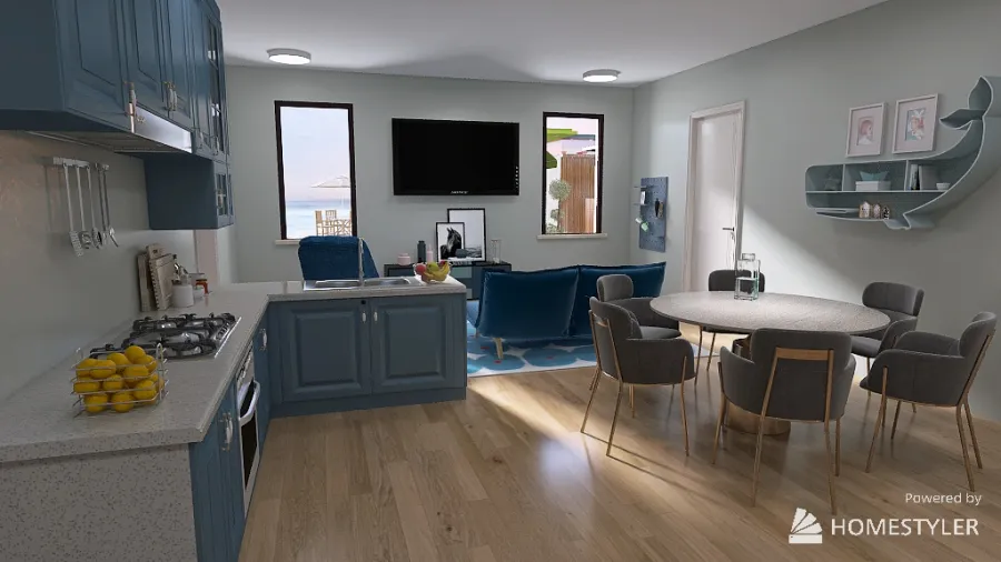 Living Room/kitchen1 3d design renderings