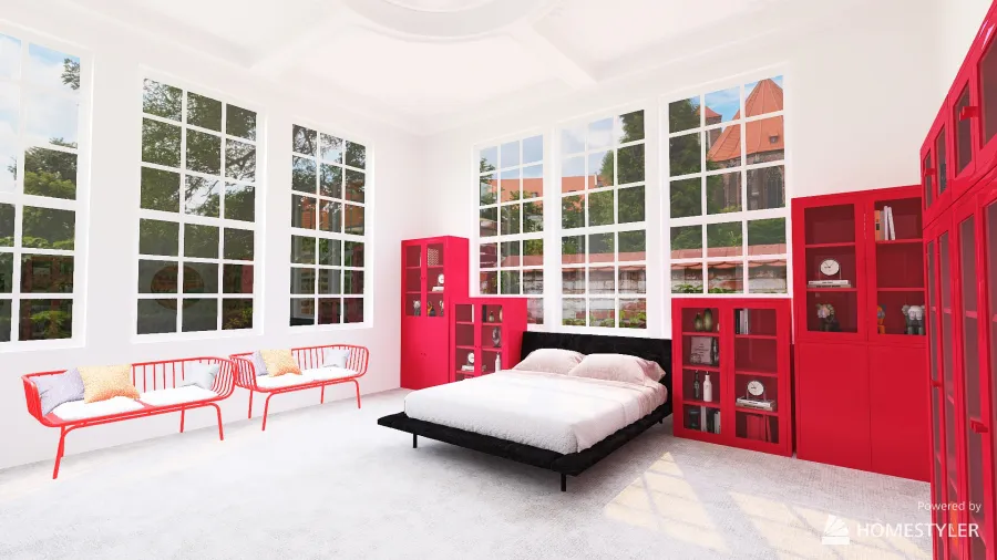 Viva Magenta Bedroom 3d design renderings