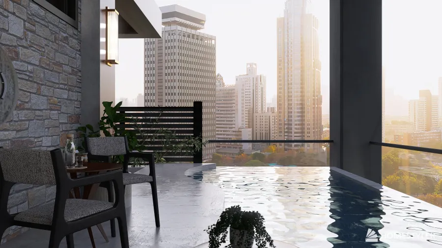 MCM Inspired Downtown Apartment 3d design renderings