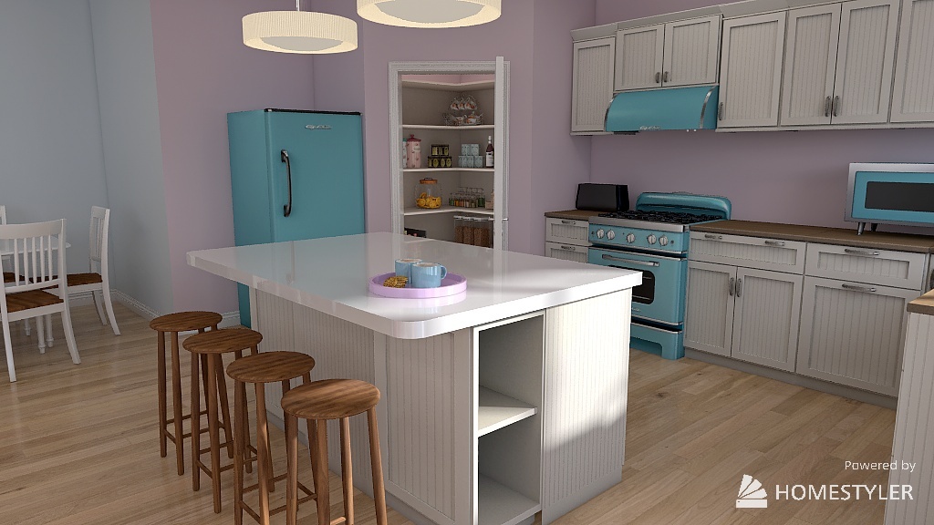 Living Room / Kitchen 3d design renderings