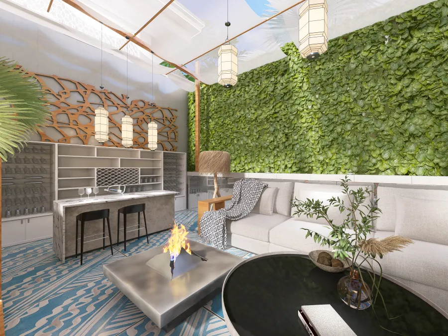 Outdoor Bar & Lounge 3d design renderings