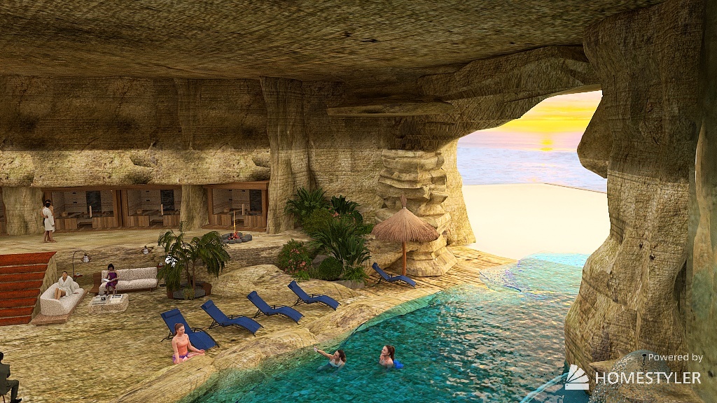 tropical cave 3d design renderings