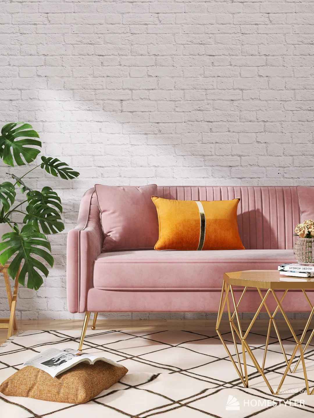 Pink sofa 3d design renderings