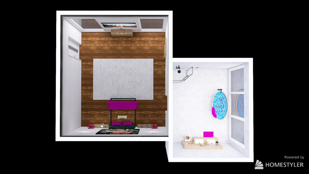 magenta bedroom 3d design renderings