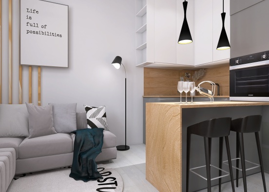 Small studio for two Design Rendering
