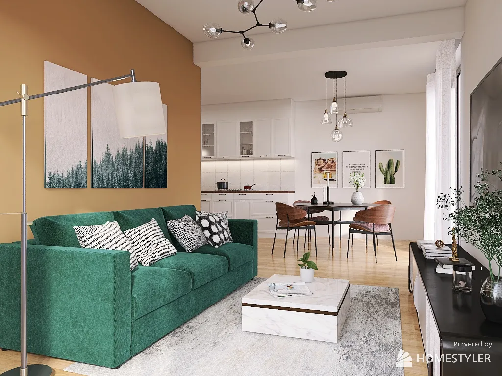 Green sofa 3d design renderings