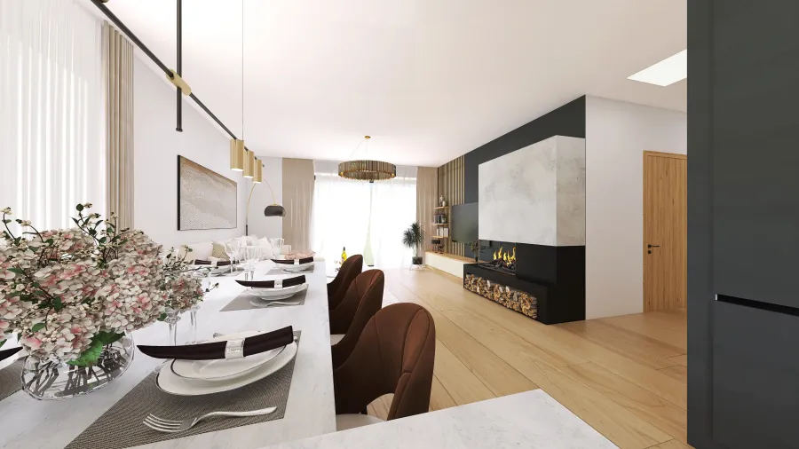 Obývací pokoj, Kuchyně, Chodba 3d design renderings