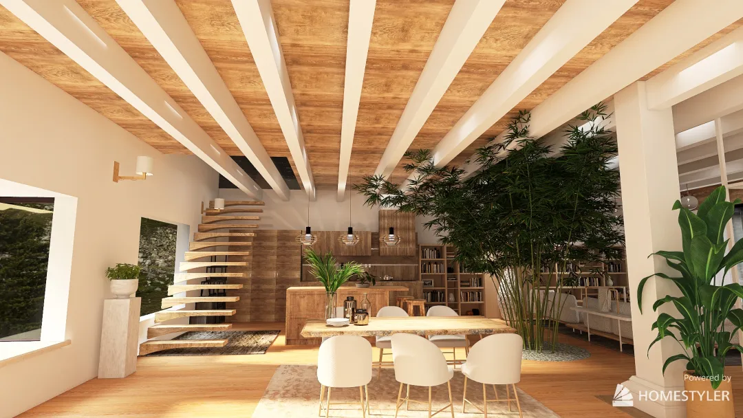 Open plan downstairs lounge 3d design renderings