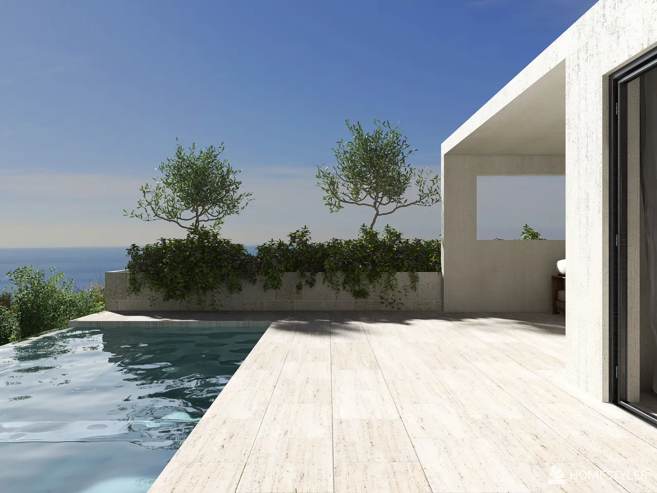 Mediterranean Pool Villa 3d design renderings