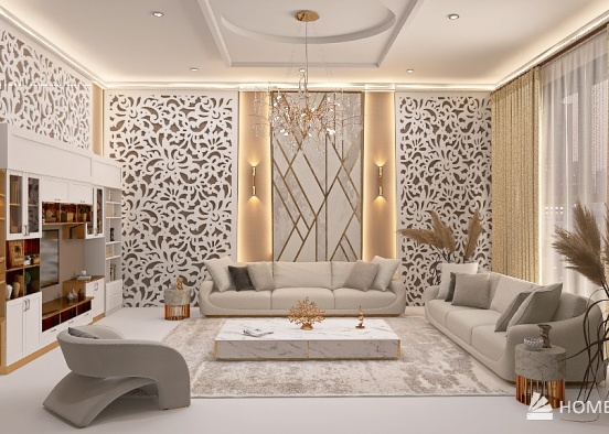 Luxury Modern living room Design Rendering