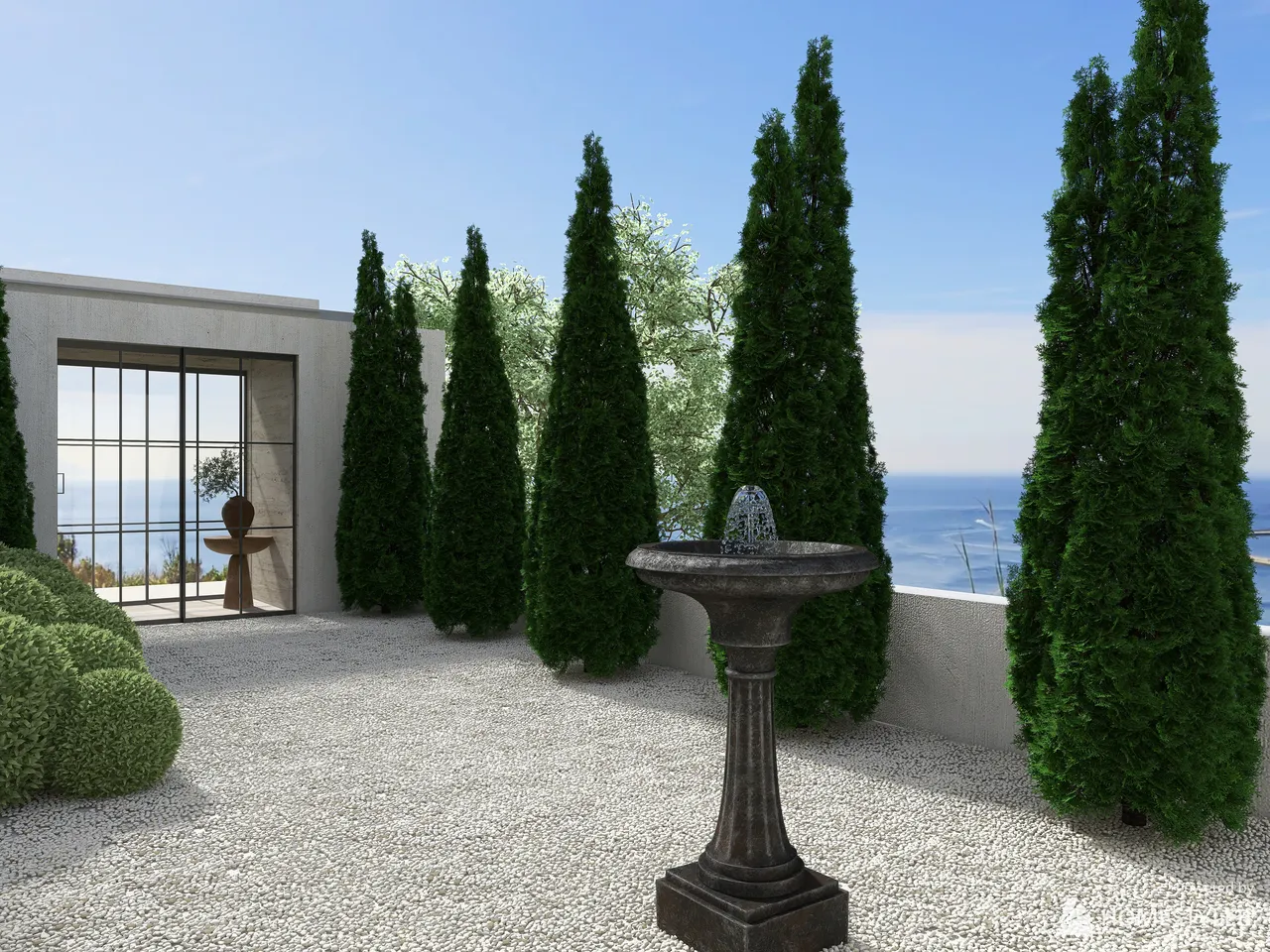 Mediterranean Pool Villa 3d design renderings