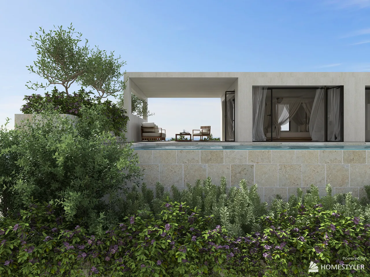 Mediterranean Pool Villa 3d design renderings