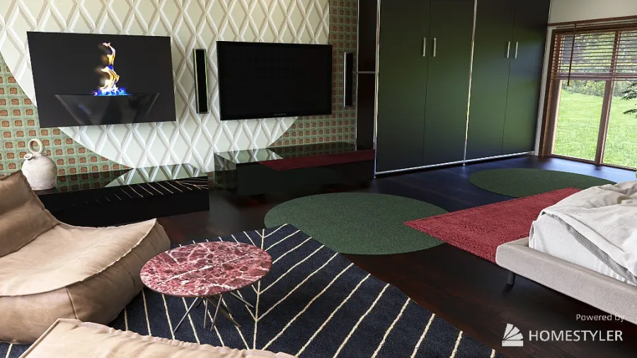 Two Circles Bedroom 3d design renderings