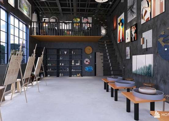 Warehouse Loft Art Studio Design Rendering