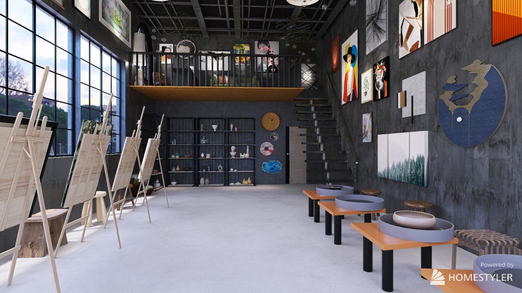 Warehouse Loft Art Studio 3d design renderings