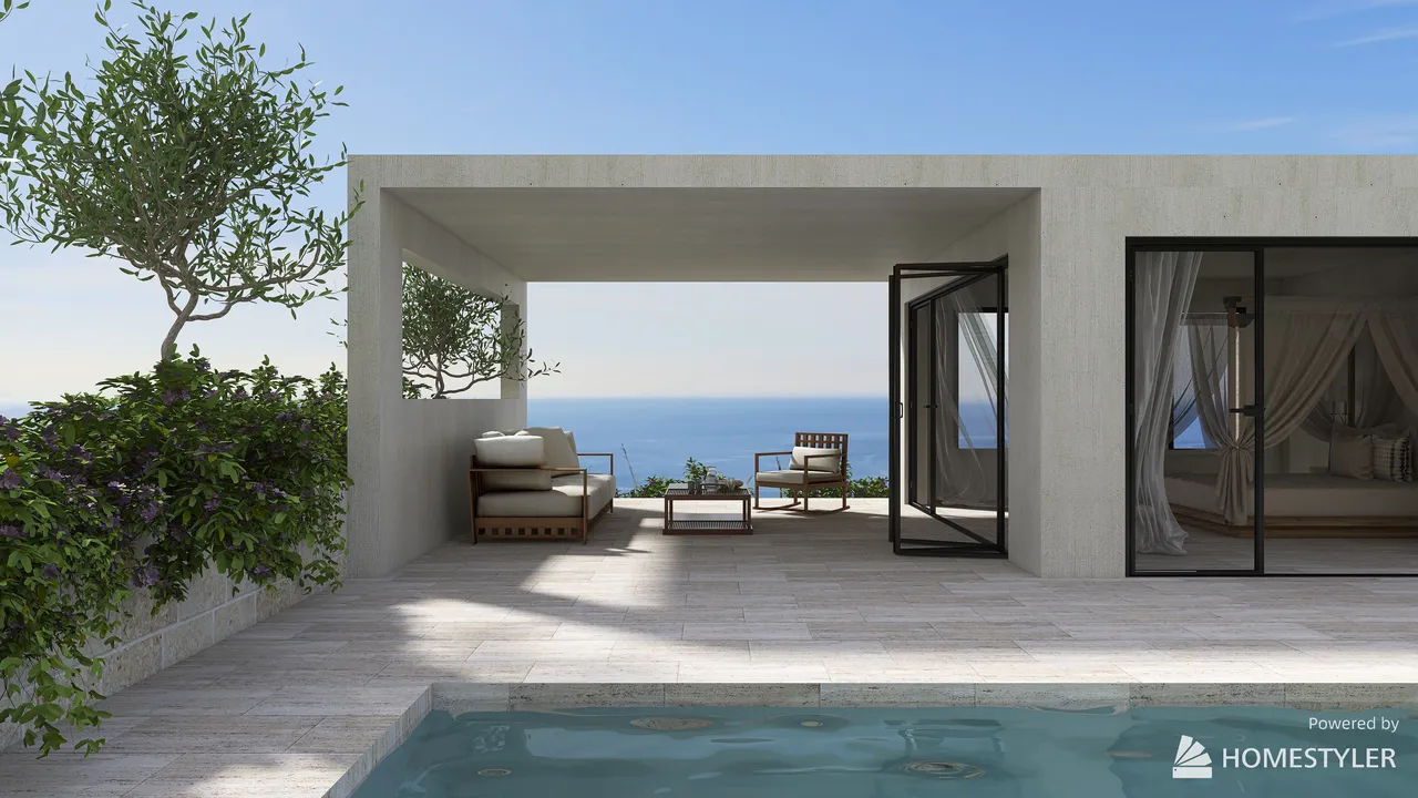 Mediterranean Pool Villa 3d design renderings