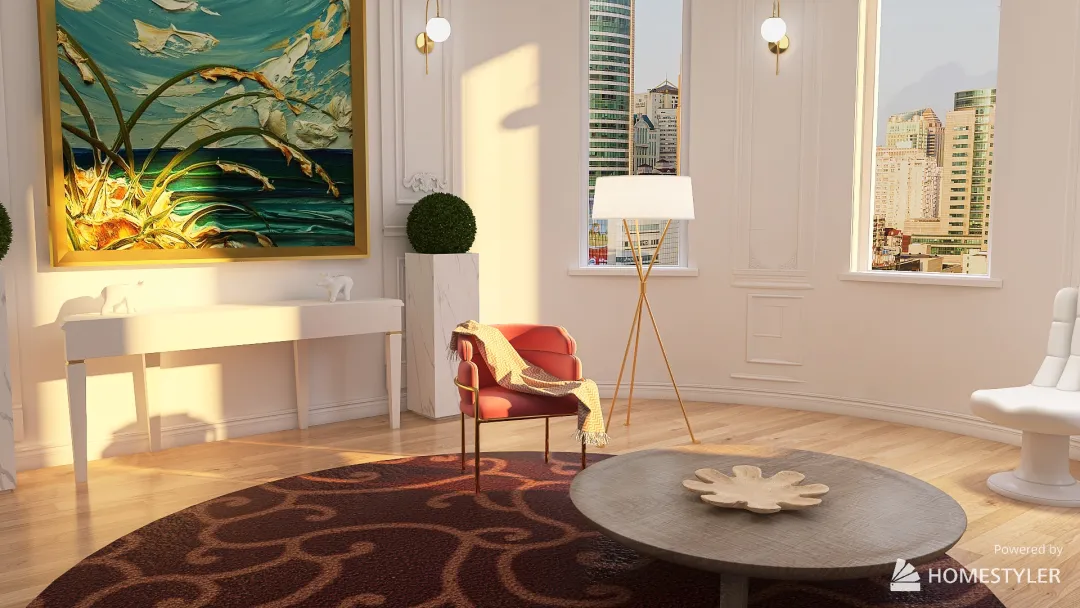 Spacious Simple Sitting Room 3d design renderings