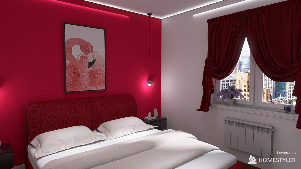 Sypialnia/Bedroom ,,Viva Magenta'' 3d design renderings