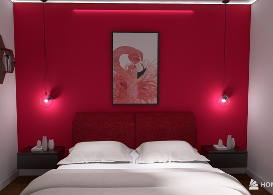 Sypialnia/Bedroom ,,Viva Magenta'' Design Rendering