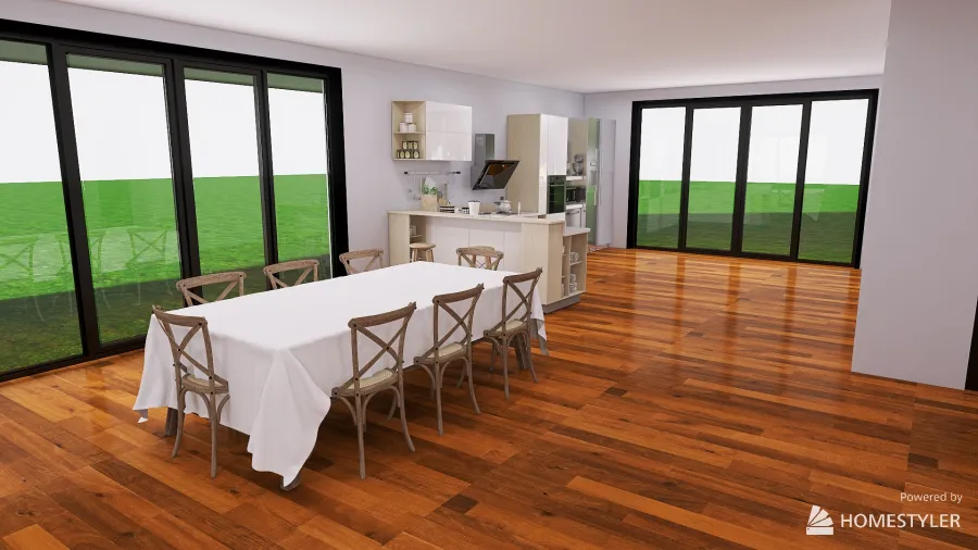 living, kitchen, dining. 3d design renderings