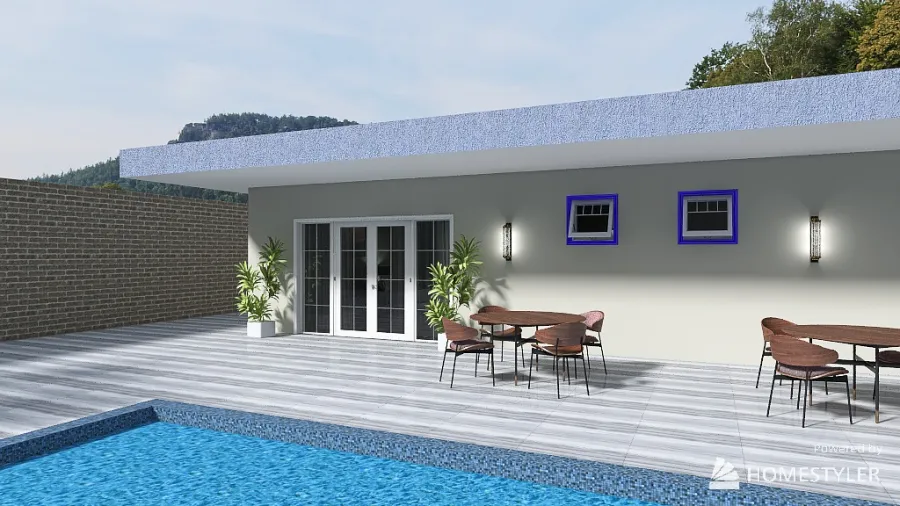 House with a pool 3d design renderings